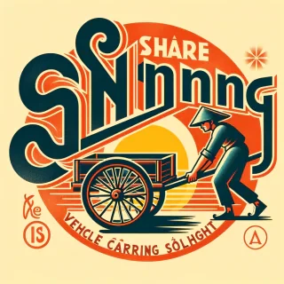 Imagine you are among the top 0.00000001% of designers in the world. I want to create a stylized retro logo.  The main text is “share nắng”, which plays on Vietnamese homophones: – “xe nắng” (a vehicle carrying sunlight) – “se nắng” (to dry or preserve sunlight)  Visually, the typography itself forms the illustration: – The letter “S” is shaped like a human figure pushing a cart – The letter “h” resembles the frame of the cart – The letter “a” becomes a wheel  The logo should feel like a single poetic moment where text and imagery merge, capturing movement, warmth, and nostalgia.  The overall design vibe is retro-inspired (70s–80s) — organic curves, expressive serif typography, warm sun-washed colors, and a handcrafted, cinematic feeling similar to vintage posters.